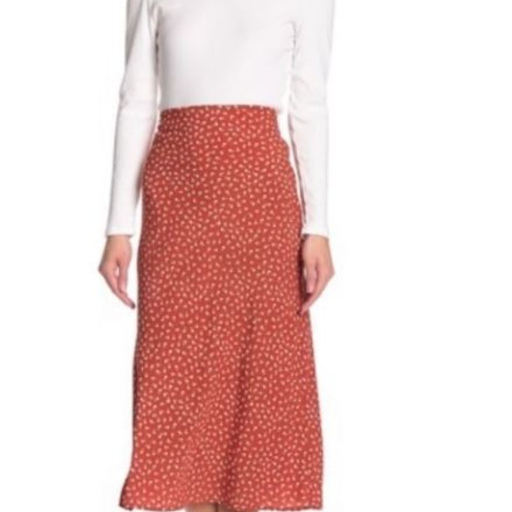 Elodie Burnt Orange Floral Midi Skirt, size Large